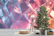 Load image into Gallery viewer, 3D Holographic Crystal Wallpaper – Iridescent Glass Textured Wall Mural in Pink Purple &amp; Blue | Modern Peel and Stick Wall Art