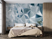 Load image into Gallery viewer, 3D Geometric Crystal Wallpaper – Silver Blue Prism Wall Mural | Faceted Texture Peel &amp; Stick Wall Decor | Modern Abstract Accent Wall