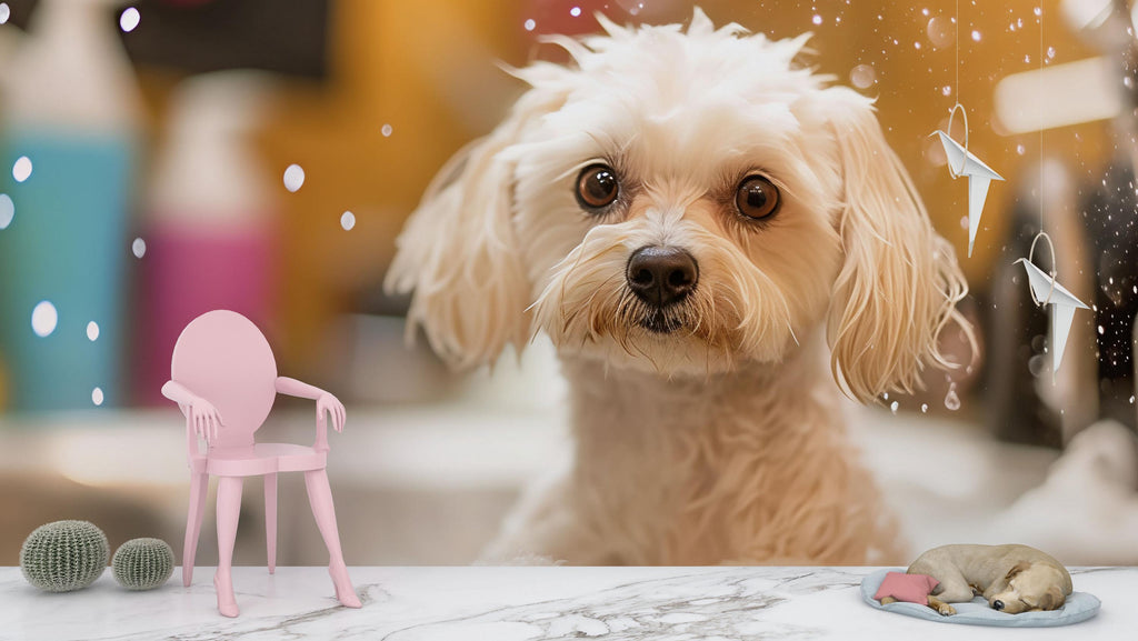 Cute Wet Dog Wall Mural – Funny Dog Grooming Salon Wallpaper, Pet Spa Wall Decor for Pet Salons, Puppy Wash Station Decor, Dog Portrait