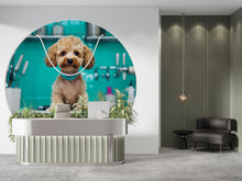 Load image into Gallery viewer, Dog Grooming Wall Mural – Cute Poodle with Blue Collar in Pet Salon | Dog Spa Backdrop, Grooming Studio Wall Art, Pet Boutique Decor