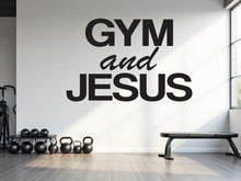 Load image into Gallery viewer, Gym and Jesus wall decal, Religious Wall Sign, Christian Wall Words, Gym wall decal Fitness Wall Art, Church Wall Decor, Religious Art 784RS