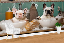 Load image into Gallery viewer, French Bulldog Grooming Wallpaper With Funny Dogs In Bubble Bath Bowls | Cute Dog Spa Wall Mural | Groomer Decor Gift For Pet Salon