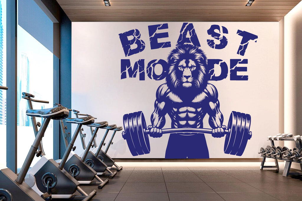 Lion Beast Mode Gym Wall Decor Lion Fitness Wall Art Gym Wall Decals Lion Wall Decal Crossfit Gifts Home Gym Wall Sticker Gym 788RS