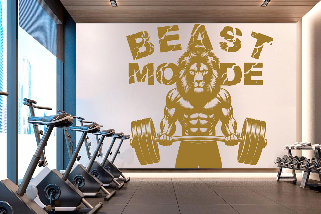 Lion Beast Mode Gym Wall Decor Lion Fitness Wall Art Gym Wall Decals Lion Wall Decal Crossfit Gifts Home Gym Wall Sticker Gym 788RS