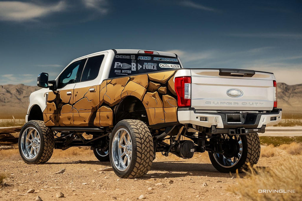 Cracked Rock Vinyl Wrap for Ford Super Duty Truck – Rugged 4x4 Textured Wrap – Custom Side Decal for Pickup Trucks – Off-Road Gift Idea