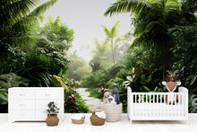 Load image into Gallery viewer, Jungle Wall Mural for Kids Room – Tropical Forest Wallpaper – Nursery Wall Decor – Realistic Nature Mural – Lush Greenery Vn045