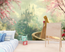Load image into Gallery viewer, Princess Castle Wall Mural – Fairytale Girl Room Decor, Fantasy Castle Wallpaper for Nursery or Kids Room Vn092
