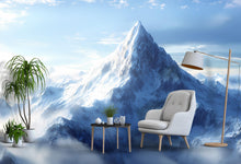 Load image into Gallery viewer, Snowy Mountain Wall Mural | Scenic Winter Mountain Wallpaper for Living Room | Modern Nature Landscape Art Décor Vn095