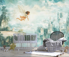Load image into Gallery viewer, Whimsical Fairy Wall Mural for Kids Room – Flying Fairy &amp; Fantasy Castle Wallpaper Vn100