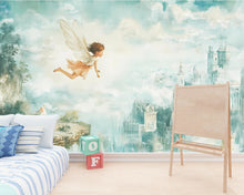 Load image into Gallery viewer, Whimsical Fairy Wall Mural for Kids Room – Flying Fairy &amp; Fantasy Castle Wallpaper Vn100