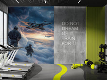 Load image into Gallery viewer, Military Gym Wall Art | Fighter Jet &amp; Soldier Mural | Tactical Motivation Poster | Home Gym Decor | Warplane Canvas Print Vn103