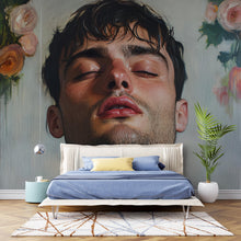 Load image into Gallery viewer, Large Modern Portrait Wall Art | Floral Male Face Mural Print | Bold Contemporary Art for Living Room, Bedroom, or Studio Vn138
