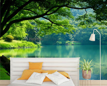 Load image into Gallery viewer, 3D Forest Lake Wallpaper Mural For Bedroom Or Living Room | Tranquil Nature Wall Art With Tree Reflection | Stylish Landscape Decor Gift