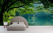 Load image into Gallery viewer, 3D Forest Lake Wallpaper Mural For Bedroom Or Living Room | Tranquil Nature Wall Art With Tree Reflection | Stylish Landscape Decor Gift