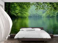 Load image into Gallery viewer, Green Forest Lake 3D Wallpaper Mural For Bedroom Or Living Room | Nature Wall Art With Calm Water View | Stylish Landscape Decor Gift
