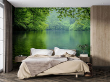 Load image into Gallery viewer, Green Forest Lake 3D Wallpaper Mural For Bedroom Or Living Room | Nature Wall Art With Calm Water View | Stylish Landscape Decor Gift