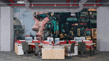 Load image into Gallery viewer, Cyberpunk Office Wall Mural – Futuristic Tech Face Art for Workspace Vn196
