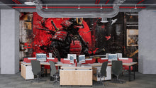 Load image into Gallery viewer, Modern Samurai Wall Mural - Bold Japanese Warrior Art for Office Decor | Red and Black Street Art Style Samurai Canvas Vn201