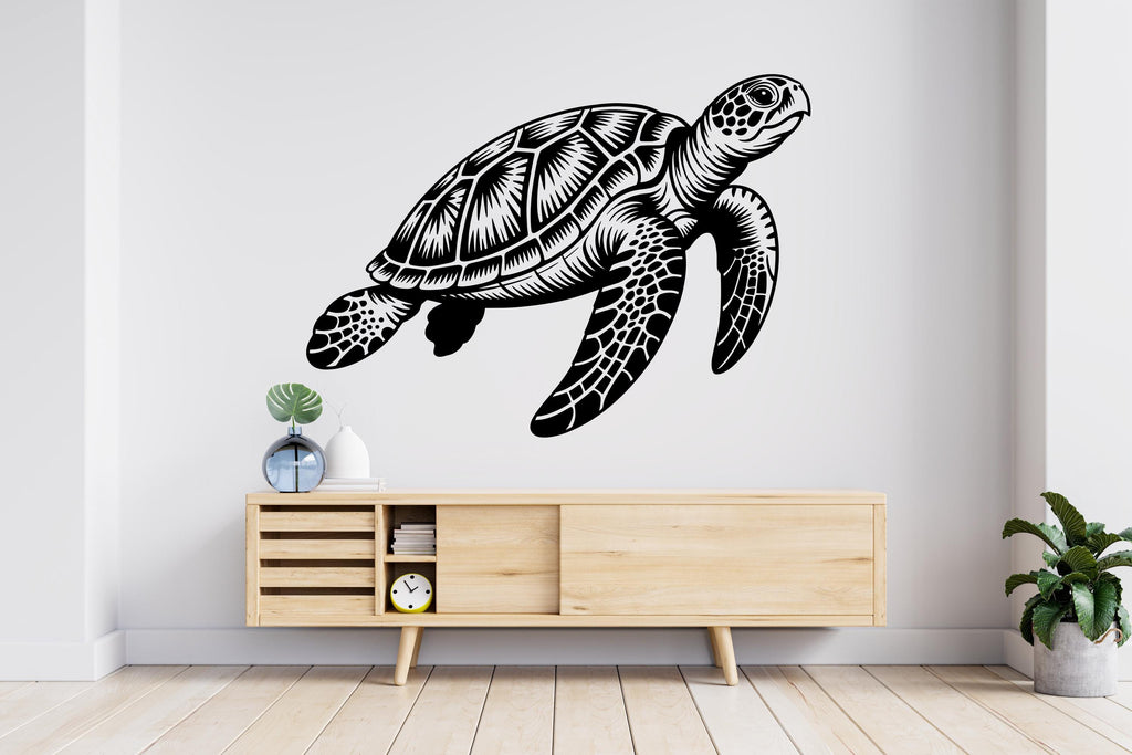 Sea Turtle Wall Decal, Turtle Wall Art Modern Wall Stickers, Turtle Bathroom Decor, Turtle Room Wall Art Turtle Home Decor 792RS