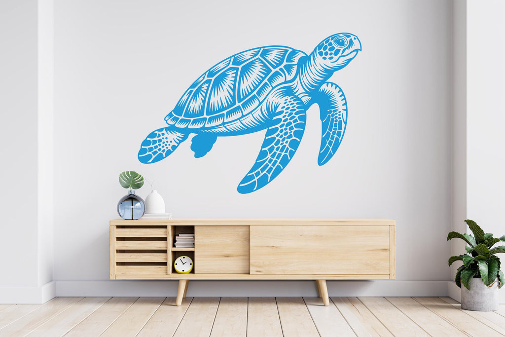 Sea Turtle Wall Decal, Turtle Wall Art Modern Wall Stickers, Turtle Bathroom Decor, Turtle Room Wall Art Turtle Home Decor 792RS