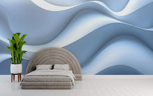 Load image into Gallery viewer, Modern Blue Wave Wall Art Mural | 3D Abstract Ocean-Inspired Wallpaper | Contemporary Living Room Decor | Removable Peel &amp; Stick Vn228