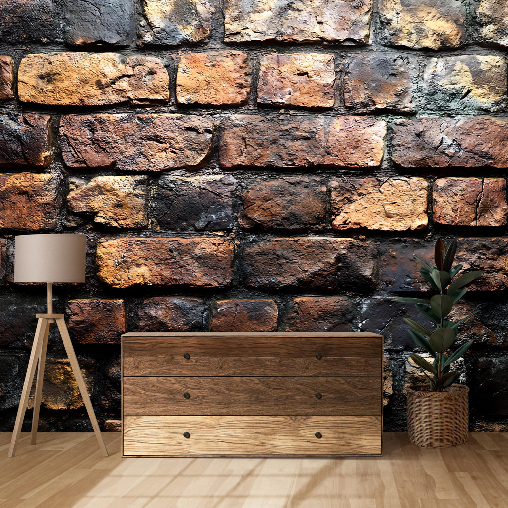 Modern Industrial Brick Wall Art | Urban Loft Living Room Decor | Rustic Brick Texture Print Vn239