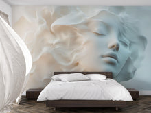 Load image into Gallery viewer, Dreamy Surreal Face Wall Mural – Soft Abstract Woman Portrait Art for Bedroom, Modern 3D Textured Look Wallpaper Vn265
