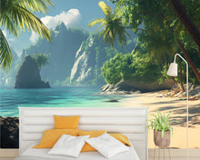 Load image into Gallery viewer, Tropical Beach Wall Mural – Ocean View Wallpaper for Bedroom – Coastal Paradise Accent Wall Art Vn286