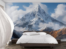 Load image into Gallery viewer, Snowy Mountain Peak Wallpaper Mural | Majestic 3D Winter Landscape Wall Art For Bedroom Or Office | Modern Nature Decor | Scenic Gift