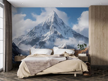 Load image into Gallery viewer, Snowy Mountain Peak Wallpaper Mural | Majestic 3D Winter Landscape Wall Art For Bedroom Or Office | Modern Nature Decor | Scenic Gift
