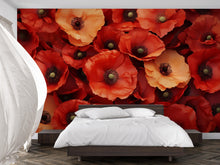 Load image into Gallery viewer, Large Red Poppy Flower Wall Mural – Bold Floral Peel and Stick Wallpaper for Bedroom Accent Wall – Removable Nature Decor Vn335