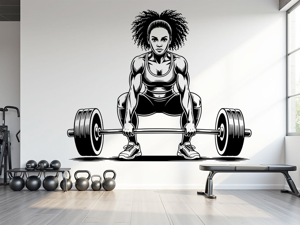 Gym Afro American Girl Squat Wall Decal Girl Power fitness Quote Decor Workout Art Vinyl Gym Wall Stickers Bedroom Home Gym Workout 795RS