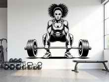 Load image into Gallery viewer, Gym Afro American Girl Squat Wall Decal Girl Power fitness Quote Decor Workout Art Vinyl Gym Wall Stickers Bedroom Home Gym Workout 795RS