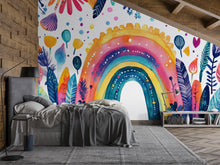 Load image into Gallery viewer, Colorful Rainbow Wall Mural for Kids Bedroom – Large Watercolor Boho Wall Art for Nursery, Playroom or Teen Room Decor Vn392