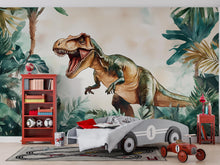 Load image into Gallery viewer, Dinosaur Wall Mural for Kids Room – T-Rex Jungle Wallpaper – Boys Nursery Wall Art – Prehistoric Safari Theme Décor Vn408
