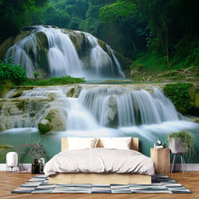 Load image into Gallery viewer, 3D Tropical Waterfall Wallpaper Mural With Cascading Water And Jungle Vibes – Realistic Nature Wall Art For Bedroom Or Spa – Stylish Gift
