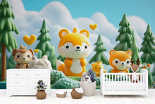 Load image into Gallery viewer, Cute Woodland Animal Nursery Wall Art – Forest Fox &amp; Bear Mural – Baby Room Decor – Gender Neutral Nursery Printable Vn433