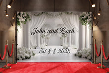 Load image into Gallery viewer, Custom Wedding Welcome Sign | Personalized Elegant White Floral Sign | Couple Name &amp; Date | Wedding Decor Vn509
