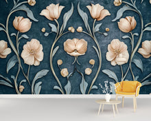 Load image into Gallery viewer, 3D Floral Wallpaper – Elegant Raised Flower Wall Mural With Soft Pastel Blooms – Stylish Modern Wall Decor For Bedroom, Living Room