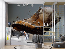 Load image into Gallery viewer, 3D Baseball Wall Mural for Kids Room – Sports Theme Wallpaper, Boys Bedroom Decor, Athletic Playroom Art, Glove &amp; Ball Explosion Vn524