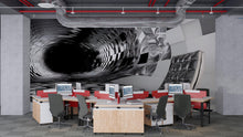 Load image into Gallery viewer, 3D Black Hole Optical Illusion Wall Mural | Modern Office Decor | Trippy Vortex Art Wallpaper | Futuristic Interior Accent Vn574