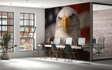 Load image into Gallery viewer, American Bald Eagle Wallpaper – Patriotic USA Flag Wall Mural – Office Or Home Decor – Bold Peel And Stick Wallpaper – US Pride Gift