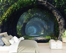 Load image into Gallery viewer, Enchanted Forest Wall Mural for Bedroom – Mystical Tree Tunnel Nature Wallpaper Vn580