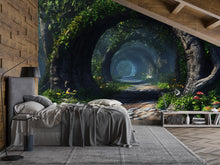 Load image into Gallery viewer, Enchanted Forest Wall Mural for Bedroom – Mystical Tree Tunnel Nature Wallpaper Vn580