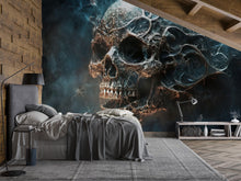 Load image into Gallery viewer, Dark Abstract Skull Wallpaper – Gothic Grunge Wall Mural – Smokey Skull Wall Art For Music Lovers – Rock Bedroom Decor – Peel And Stick