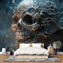 Load image into Gallery viewer, Dark Abstract Skull Wallpaper – Gothic Grunge Wall Mural – Smokey Skull Wall Art For Music Lovers – Rock Bedroom Decor – Peel And Stick