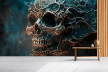 Load image into Gallery viewer, Dark Abstract Skull Wallpaper – Gothic Grunge Wall Mural – Smokey Skull Wall Art For Music Lovers – Rock Bedroom Decor – Peel And Stick