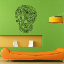 Load image into Gallery viewer, Floral Flower Design Smiling Skull Skeletal Skeleton Wall Sticker Vinyl Mural Decal Home House Apartment Art Decor FREE SHIPPING L045