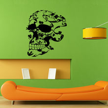 Load image into Gallery viewer, Floral Flower Design Skull Skeletal Skeleton Wall Sticker Vinyl Decal Home Art Decor Housewares FREE SHIPPING L046