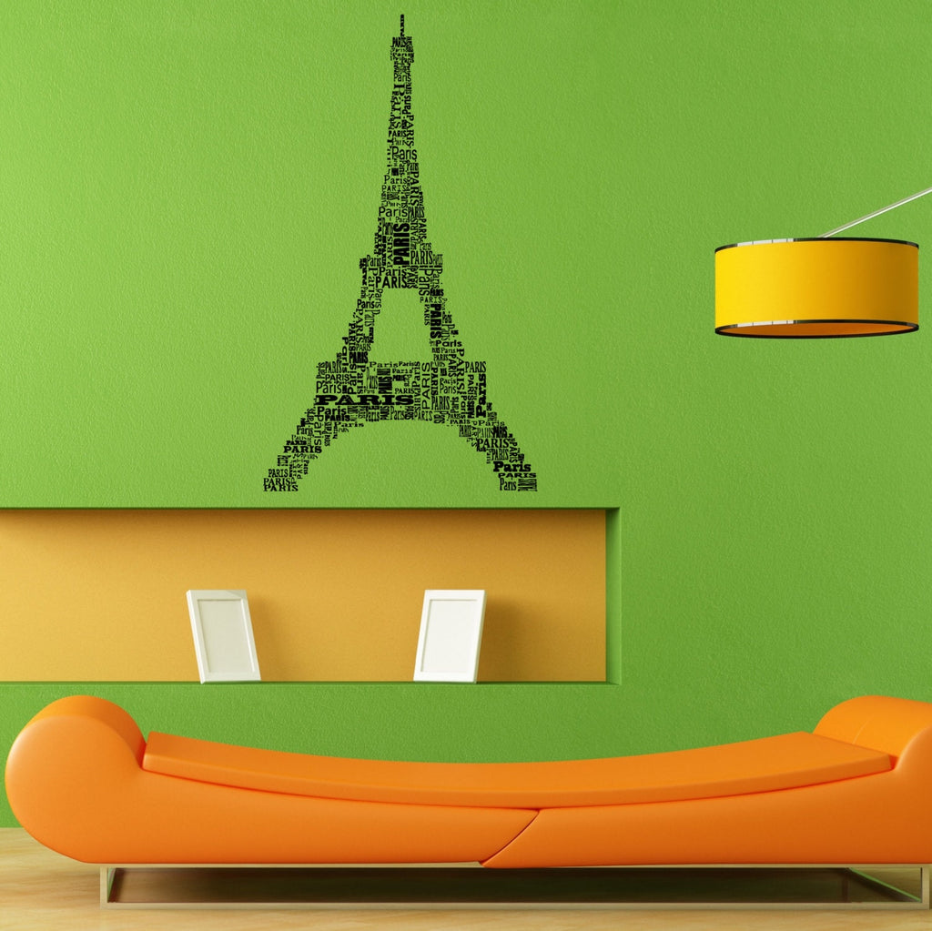 Eiffel Tower Paris Typography Words City France Monument Wall Sticker Vinyl Mural Decal Home House Apartment Art Decor FREE SHIPPING L051